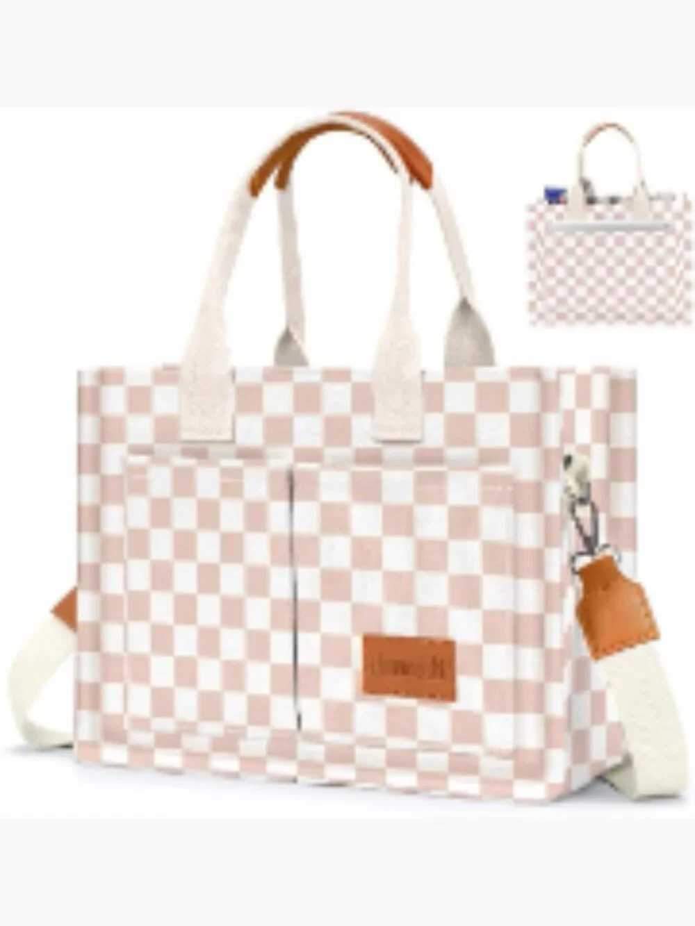Canvas Tote Bag for Women with Pockets Crossbody Shoulder Handbag Work Travel